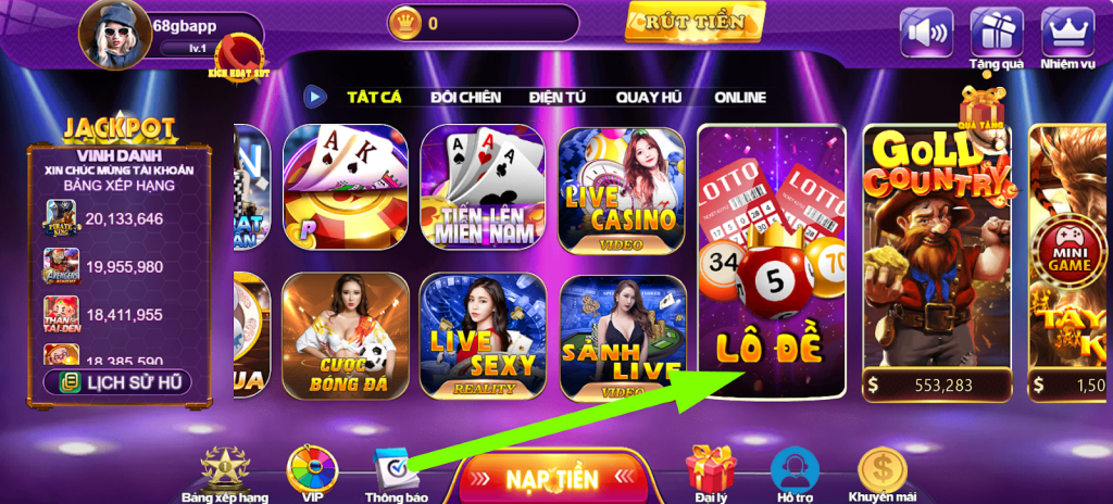 Lô đề 68gb có phải là một sảnh game đáng chơi hay không? 1 Bạn có thể chọn Lô đề tại mục game Online của cổng game