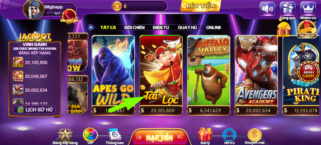 Tài Lộc 68gb - Game nổ hũ hay nhất cơ hội trúng thưởng lớn 3 huong dan ban cach choi no hu tai loc tren cong game 68gb