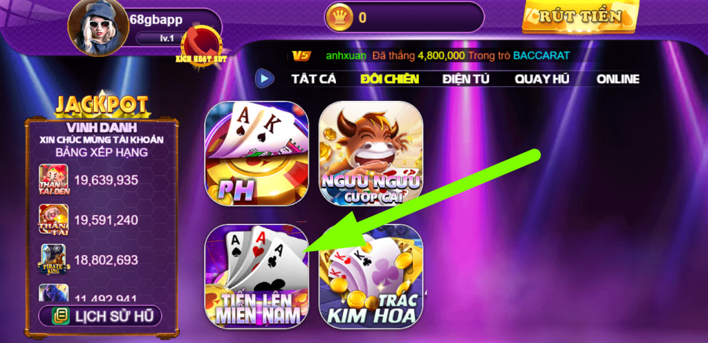 Tiến lên miền nam 68gb - Nắm trọn luật chơi chắc thắng 100% 2 Hướng dẫn bạn cách chơi tiến lên miền nam trên cổng game 68gb