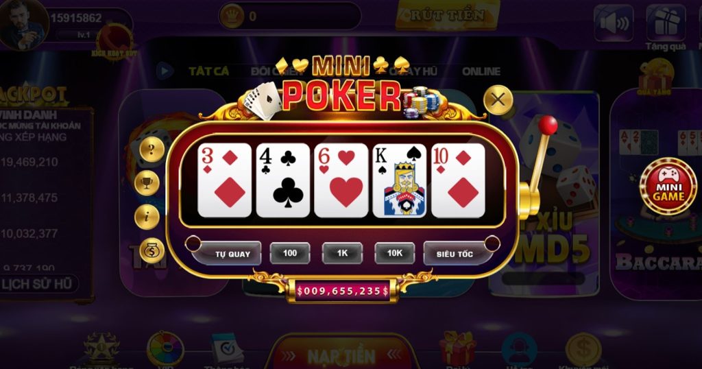 Mini poker 68gb - Game bài hay khó bỏ qua 2 Màn hình hiển thị của mini Poker tại cổng game 68gb