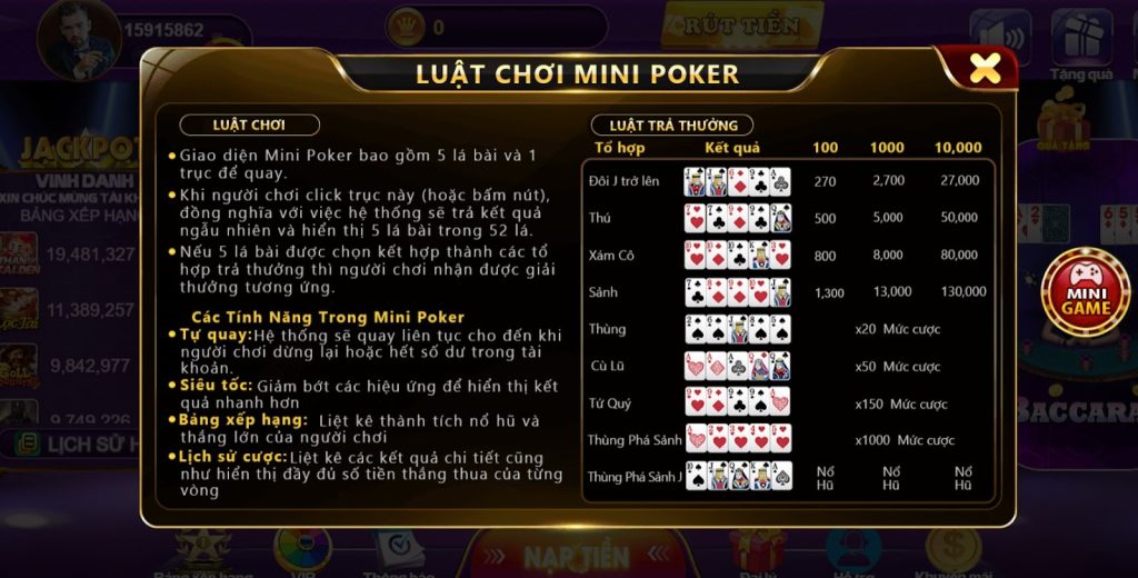 Mini poker 68gb - Game bài hay khó bỏ qua 3 Nên đọc kỹ luật trước khi chơi mini poker