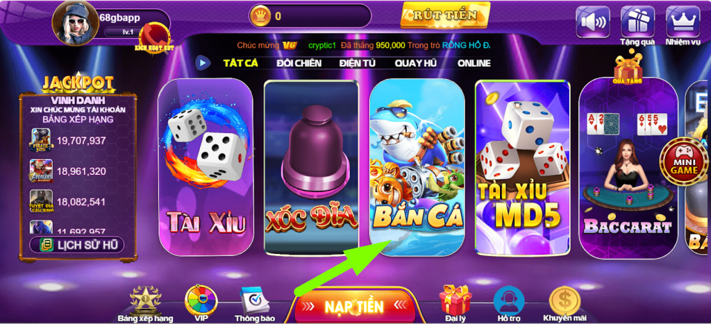 Bắn cá 68gb - Bắn cá cực vui, nhận thưởng về túi 1 Trò chơi bắn cá đang có sức hút rất lớn tại 68gb