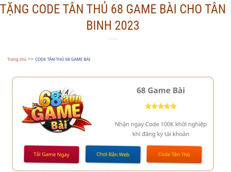 Giftcode 68gb: Cơ hội nhận quà và tiền thưởng hấp dẫn nhất năm 3 Chương trình tặng giftcode cho thành viên mới